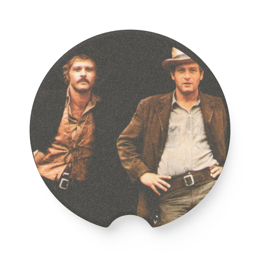 Butch & Sundance Kid Redford Tribute Car Coaster, Soapstone Car Accessory,