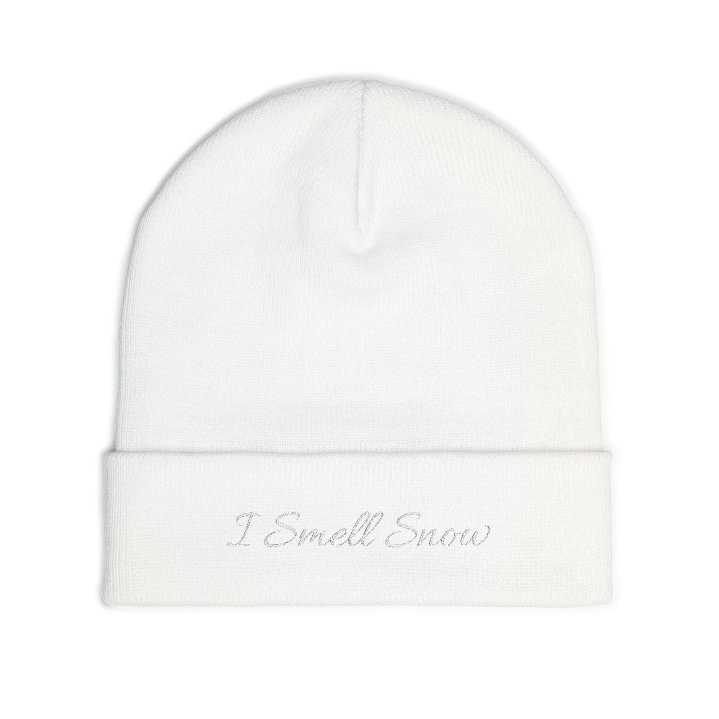 Winter Knitted Beanie with "I Smell Snow" Embroidery | Cozy Outdoor Accessory, Gifts for Gilmore Girl Fan/Lorelei