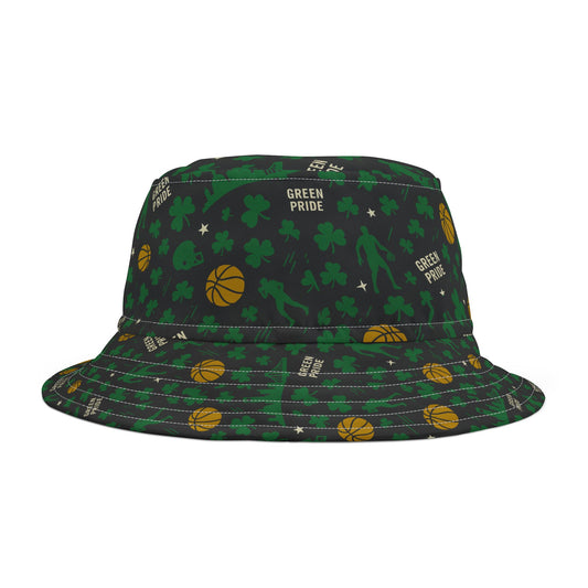 Boston Celtics Inspired Sports Bucket Hat, Go Team Hat for Sports Fans, Pro Basketball
