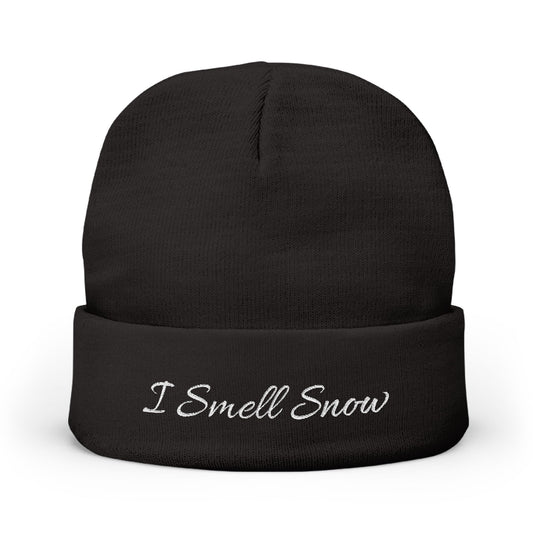 Winter Knitted Beanie with "I Smell Snow" Embroidery | Cozy Outdoor Accessory, Gifts for Gilmore Girl Fan/Lorelei