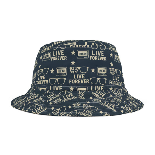 Retro Britpop Union Jack Bucket Hat – Live Forever Oasis Reunion Concert Style – 90s Music