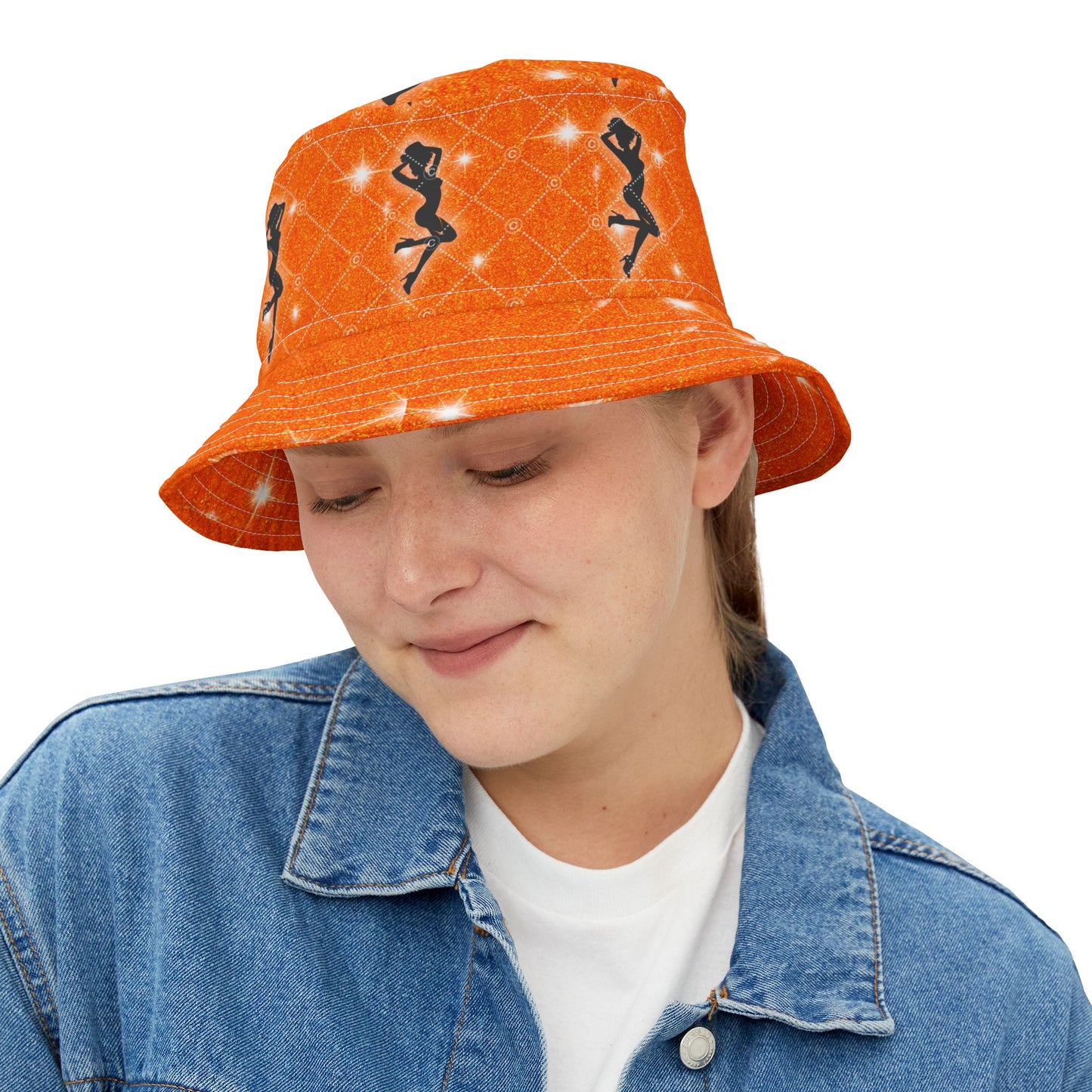 Showgirl Vibrant Dance Silhouette Bucket Hat, Stylish, Festival Fashion,