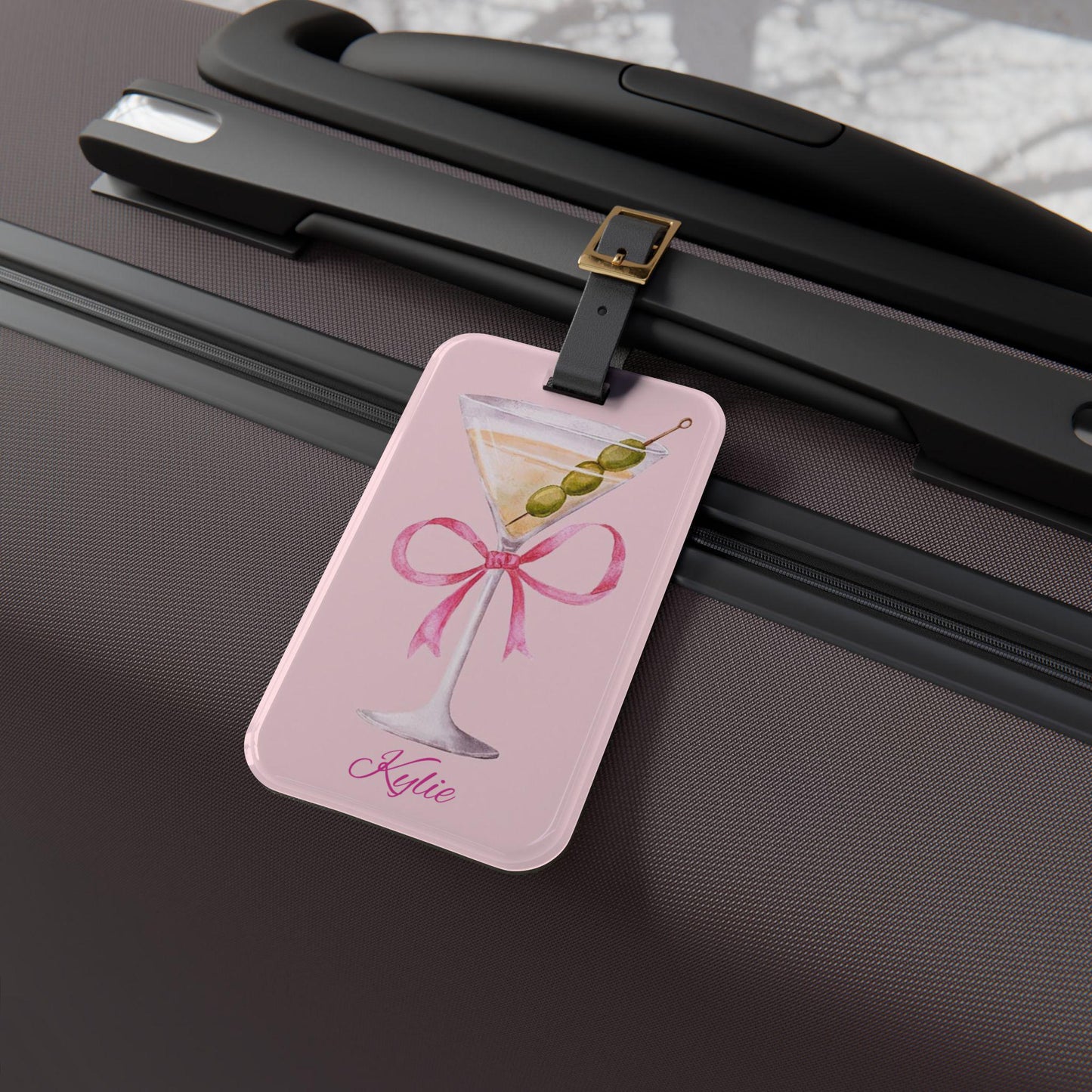 Dirty Martini Coquette Bow Luggage Tag PERSONALIZED- 2 Sided-Personal Info on Reverse.