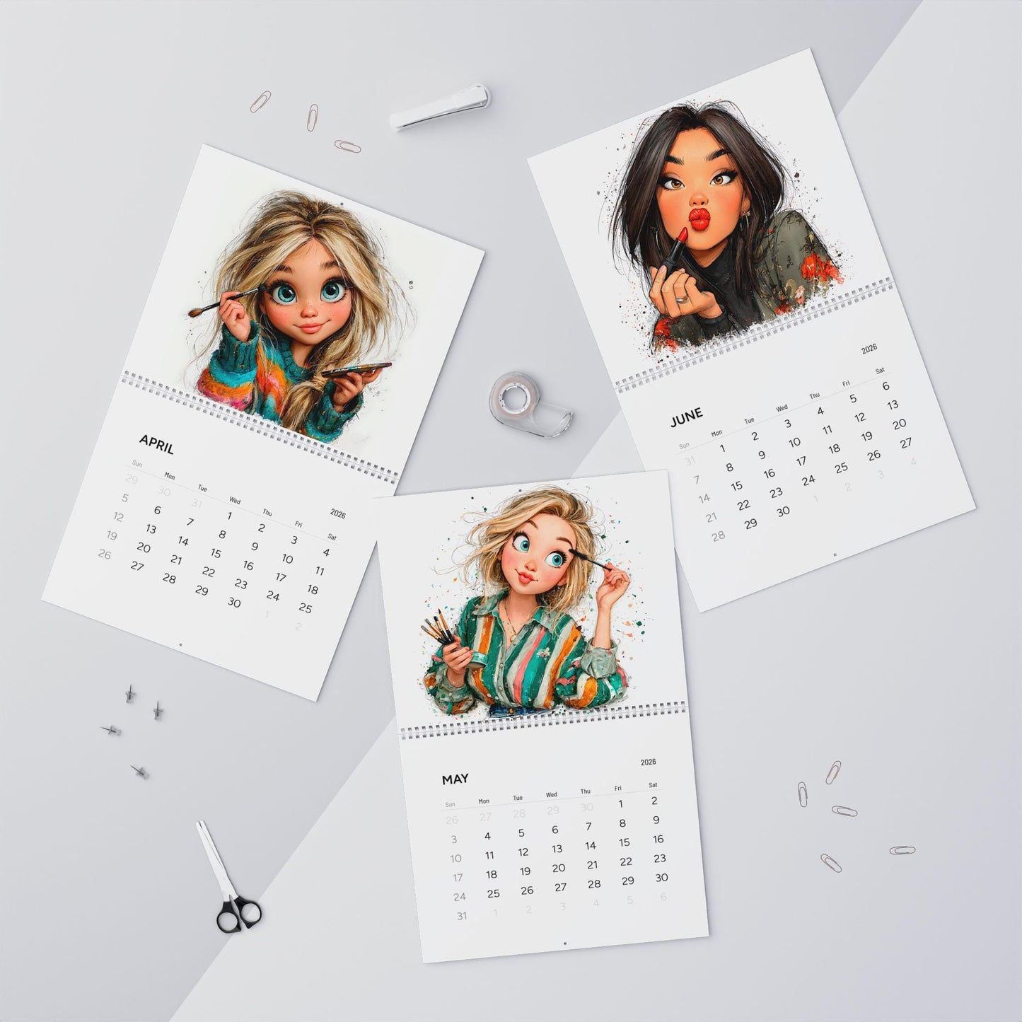 Glam Girl 2026 Wall Calendar | Portrait Art Monthly Planner