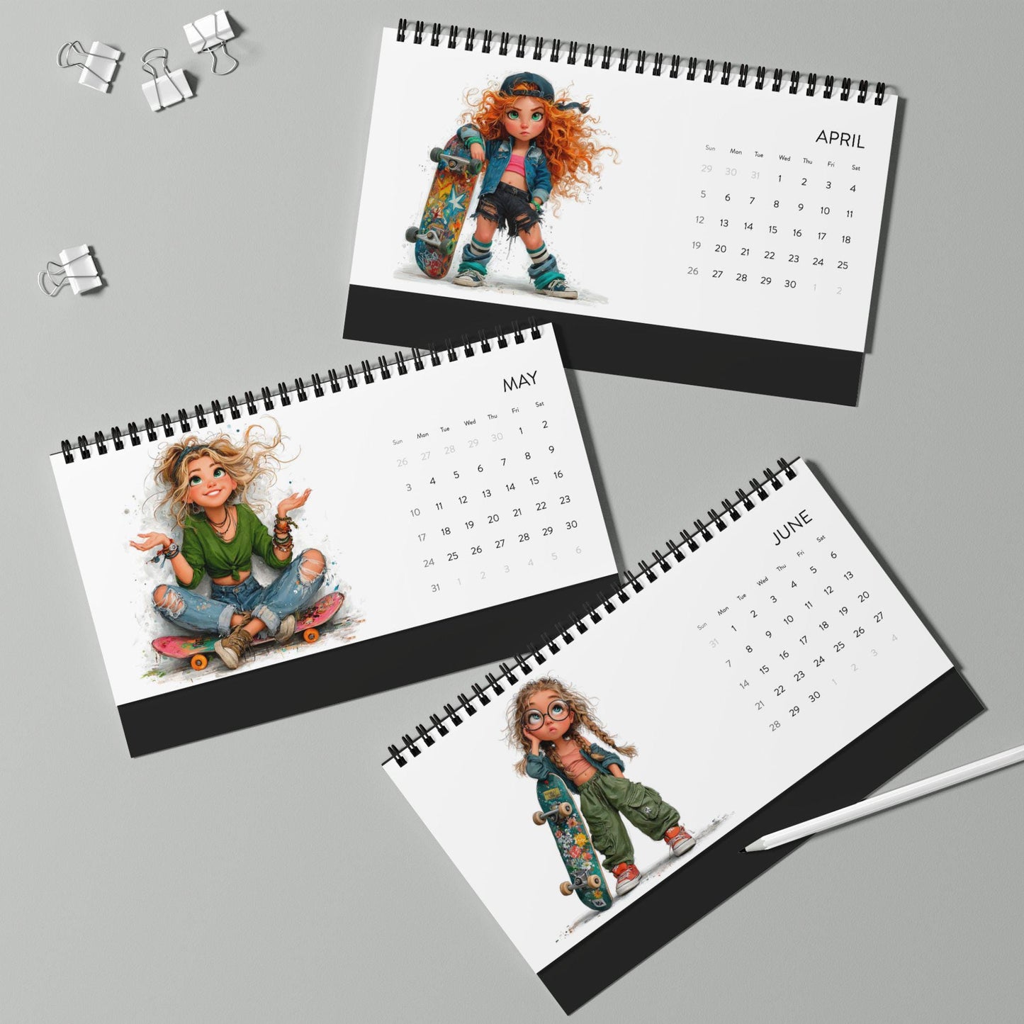 Skateboarding Girls Merch Love to Skate like a Girl Desktop Calendar