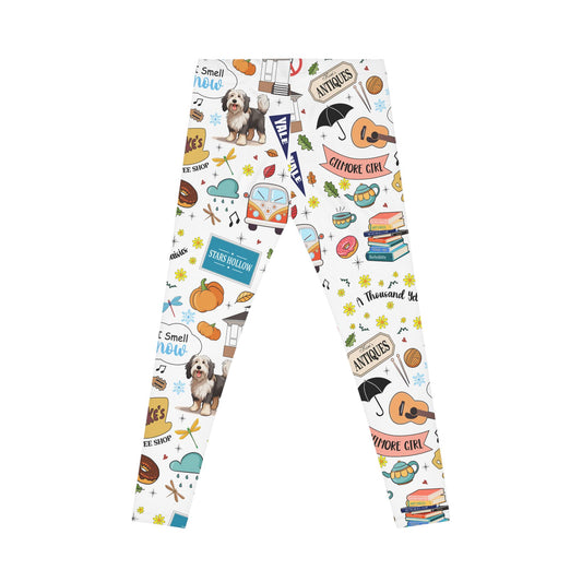 Cozy Gilmore Girls Pattern Leggings | All-Over Print Stars Hollow