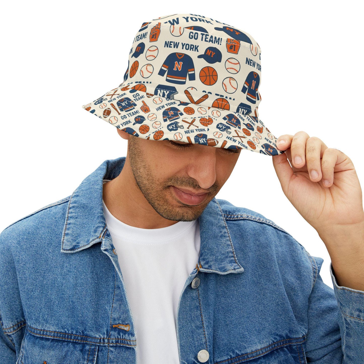 New York Sports Bucket Hat, Go Team Hat for Sports Fans, NYC Apple
