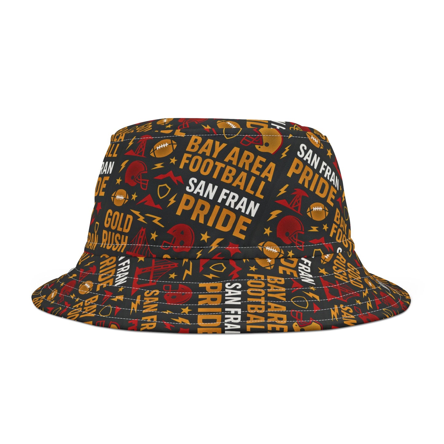 San Francisco 49ers Inspired Sports Bucket Hat, Go Team Hat for Sports Fans,