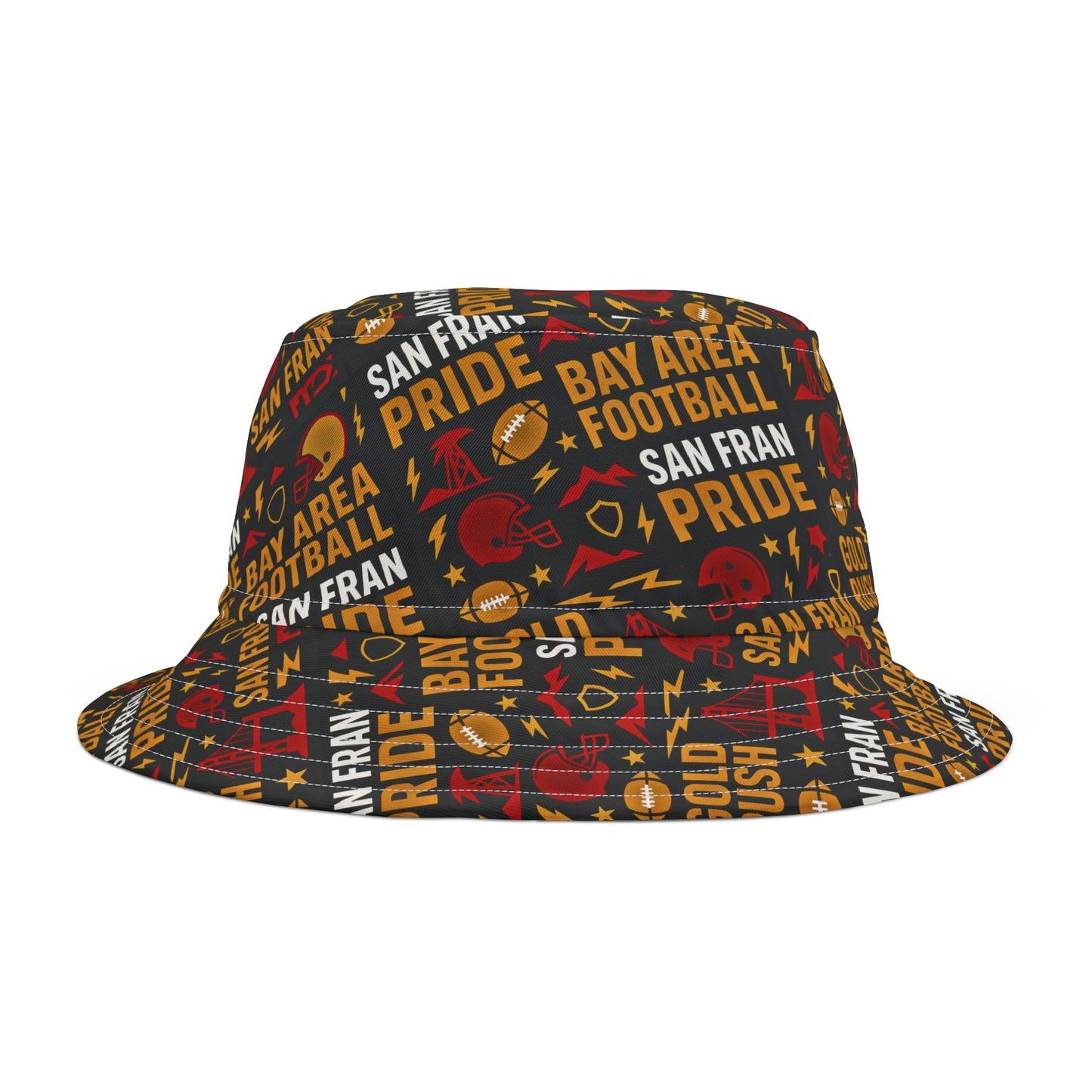 San Francisco 49ers Inspired Sports Bucket Hat, Go Team Hat for Sports Fans,