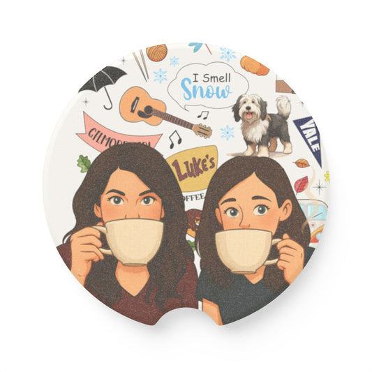 Gilmore Girls Fan Merch Coffee Soapstone Car Coaster | Illustrated Coffee Cup Design