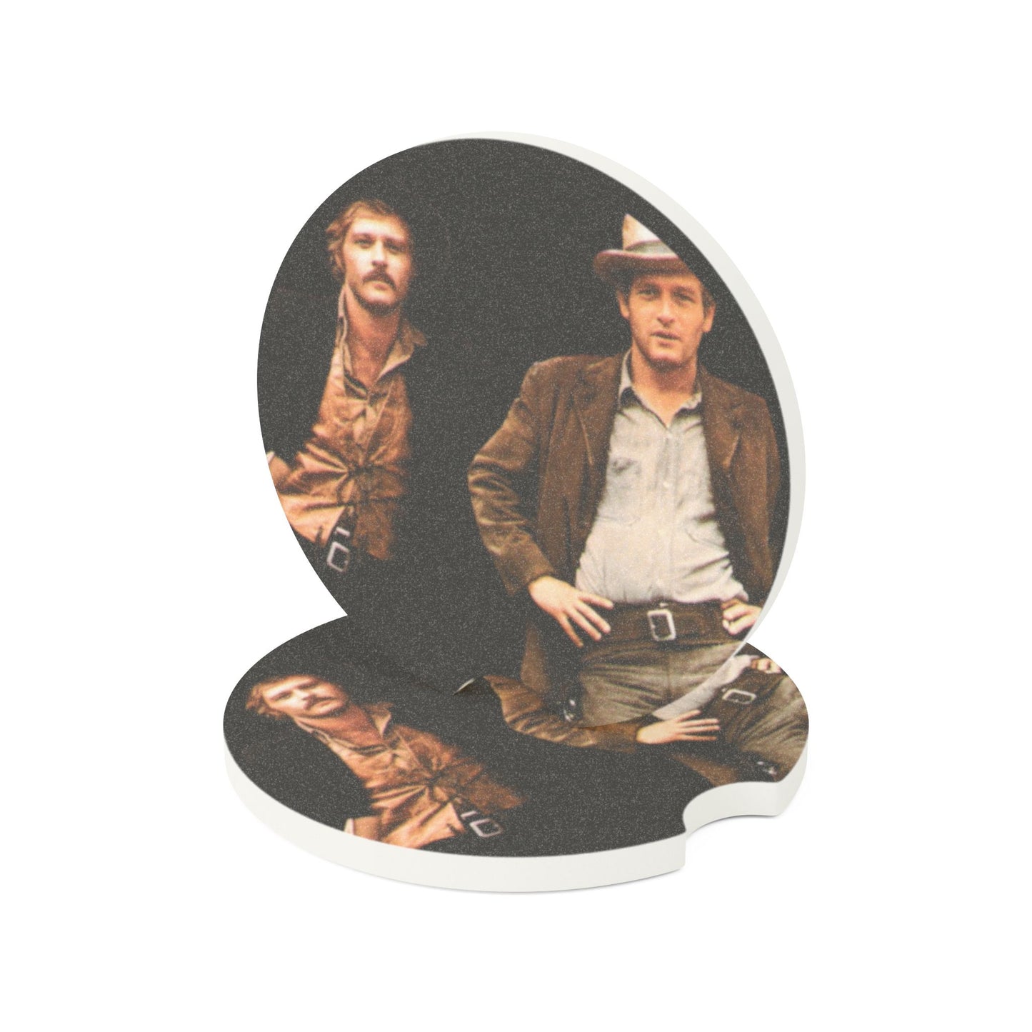 Butch & Sundance Kid Redford Tribute Car Coaster, Soapstone Car Accessory,