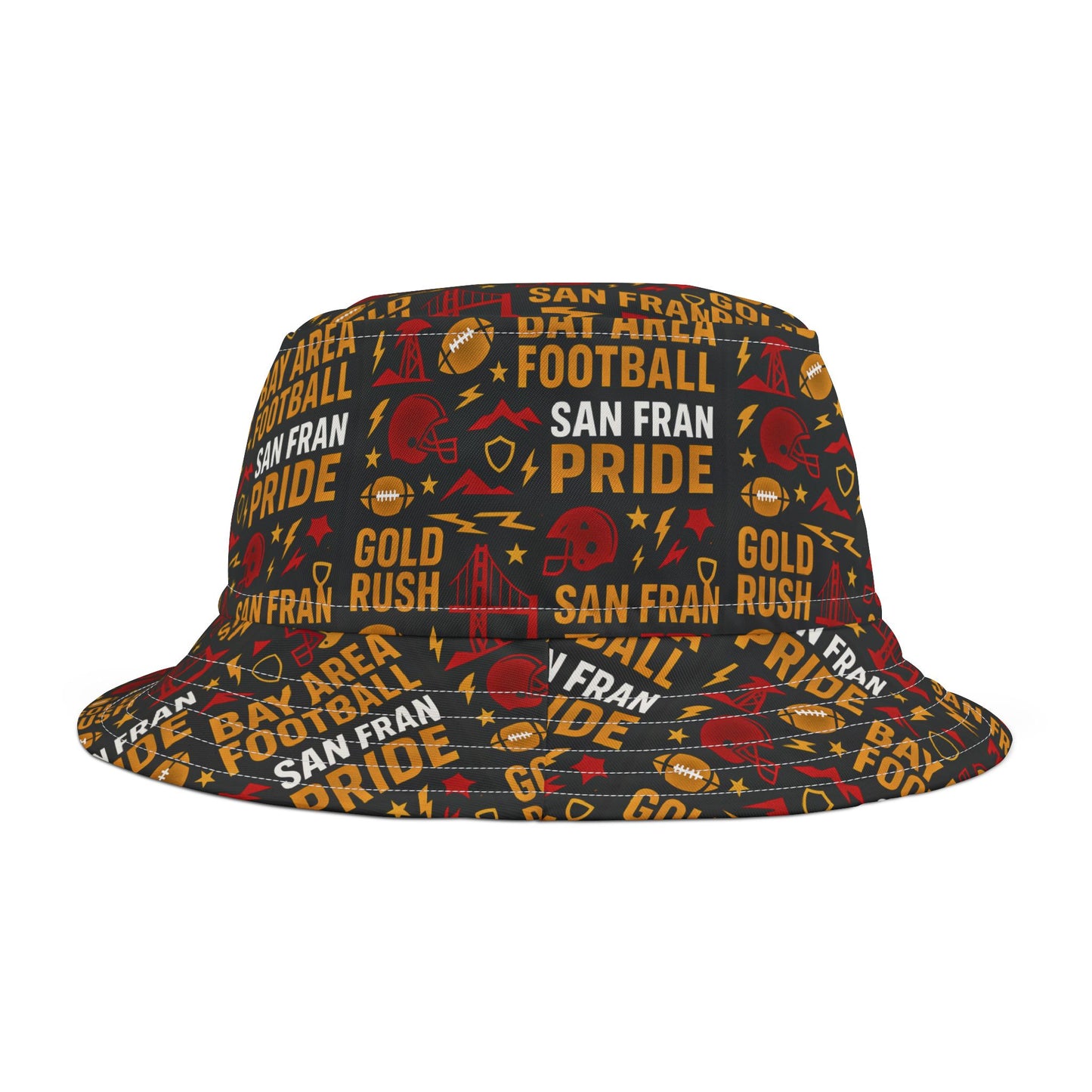 San Francisco 49ers Inspired Sports Bucket Hat, Go Team Hat for Sports Fans,