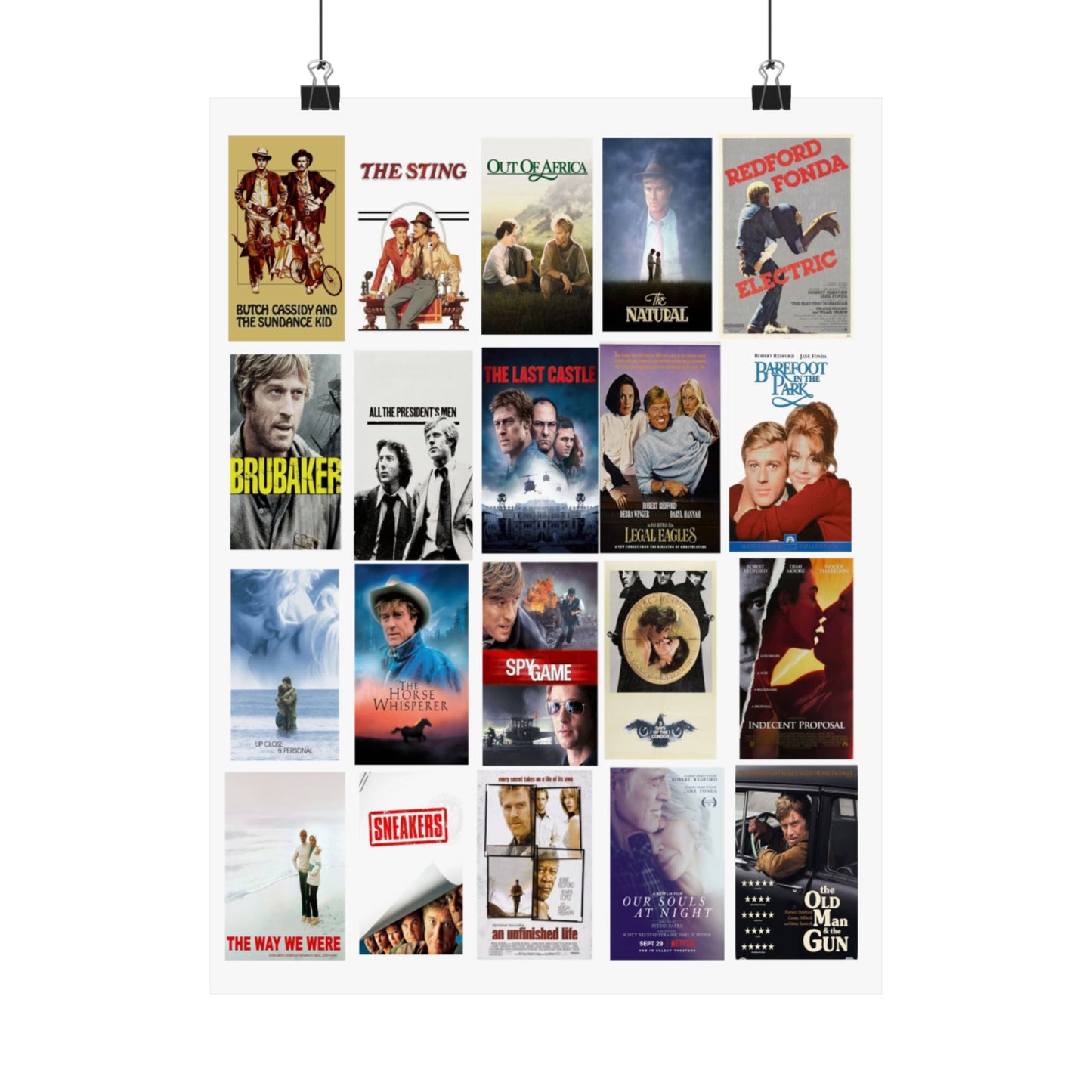 Personalized Choices of Fav. Robert Redford Movies Tribute Matte Vertical Movie Posters, Vintage Film Prints, Wall Art