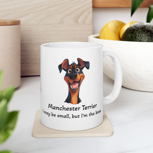Manchester Terrier Illustration Mug | Cute Dog Breed Coffee Mug Cartoon