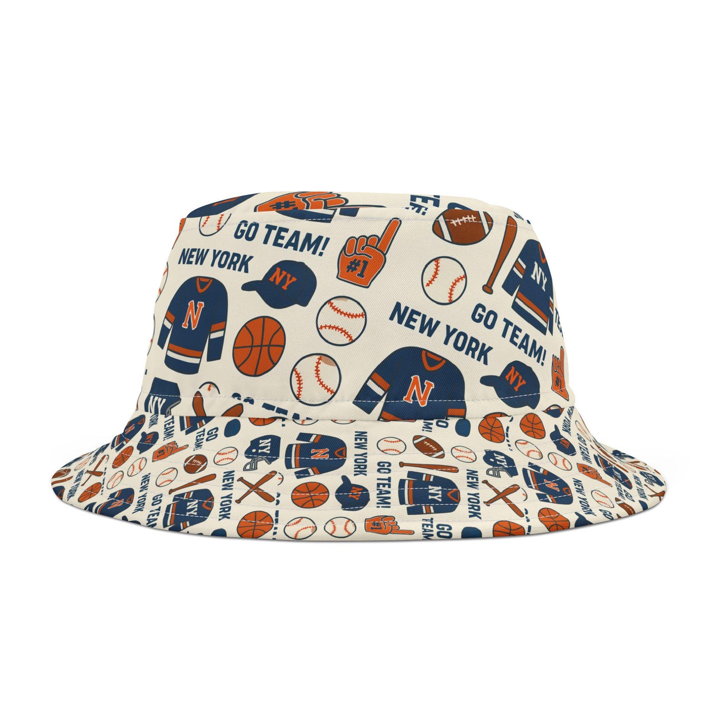 New York Sports Bucket Hat, Go Team Hat for Sports Fans, NYC Apple