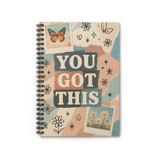 Motivational Spiral Notebook, You Got This Journal, Inspirational Stationery, Daily Planner, Gift for Students, Self-Care Writing