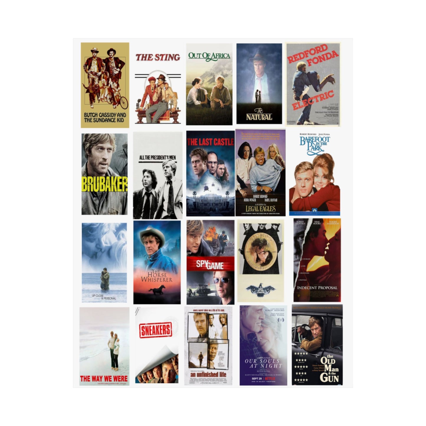 Personalized Choices of Fav. Robert Redford Movies Tribute Matte Vertical Movie Posters, Vintage Film Prints, Wall Art