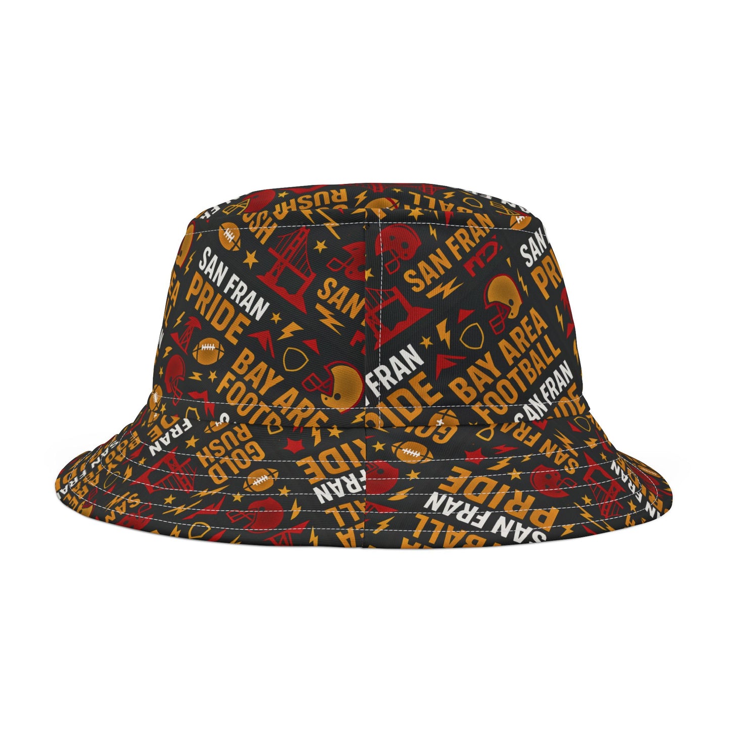 San Francisco 49ers Inspired Sports Bucket Hat, Go Team Hat for Sports Fans,