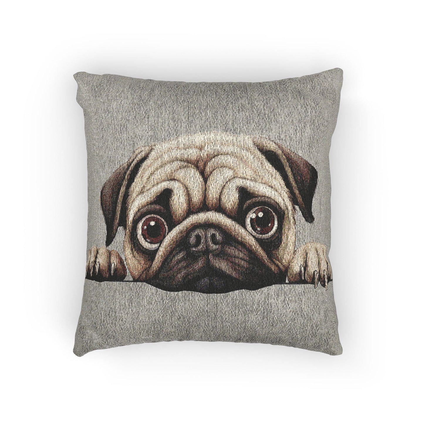 Adorable Dog-Themed Woven Pillow, PUG Decor, Pet Lover Gift,