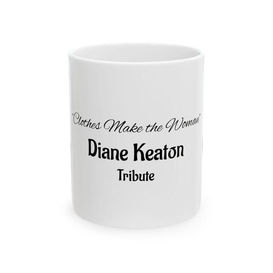 Diane Keaton Style Queen Tribute RIP Stylish Cartoon Ceramic Coffee Mug, Fashion Lovers