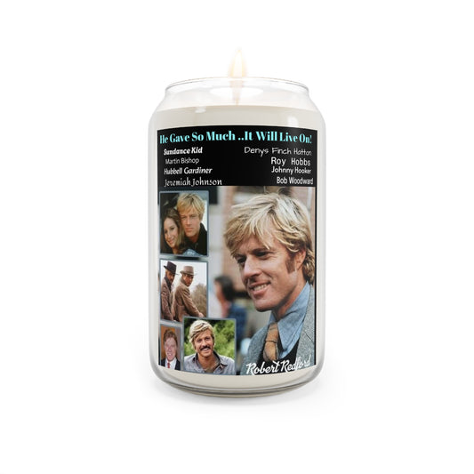 Robert Redford Tribute Candle Scented Soy Legend Hubbell Sundance Kid Death Rip