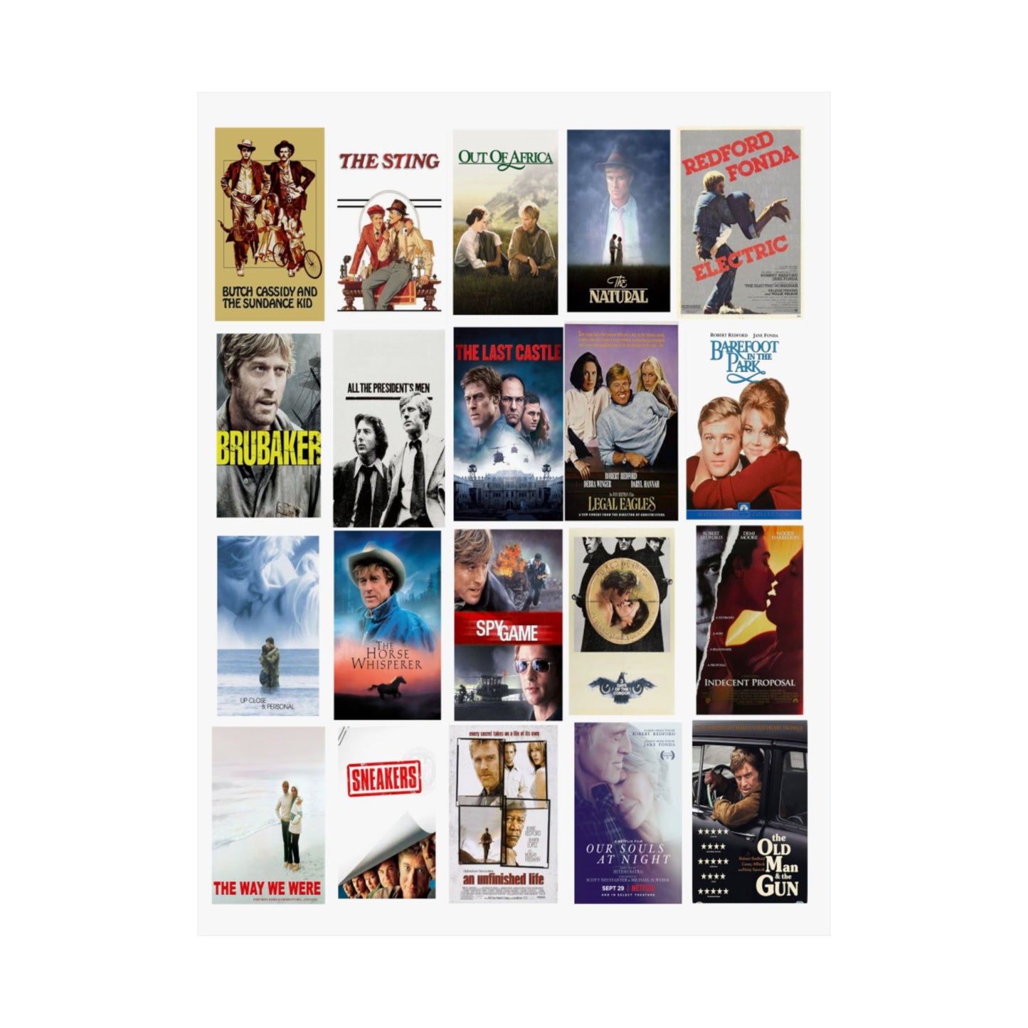Personalized Choices of Fav. Robert Redford Movies Tribute Matte Vertical Movie Posters, Vintage Film Prints, Wall Art
