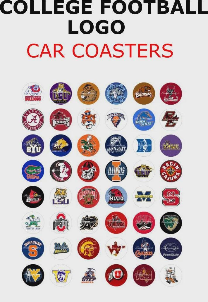 College Football  Soapstone Car Coasters/Single or 2 Pack/Personalized