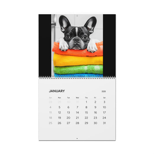 French Bulldog Bathroom Diaries Photo Wall Calendar 2026 | Frenchie Cute Dog Monthly Calendar Merch