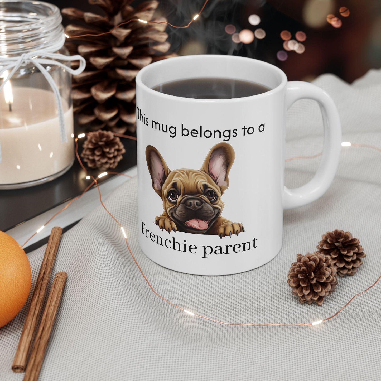 French Bulldog Parent Dog Illustration Mug | Cute Dog Breed Coffee Mug Cartoon
