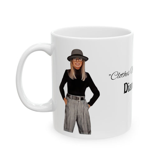 Diane Keaton Style Queen Tribute Stylish Ceramic Coffee Mug, Fashion Lovers
