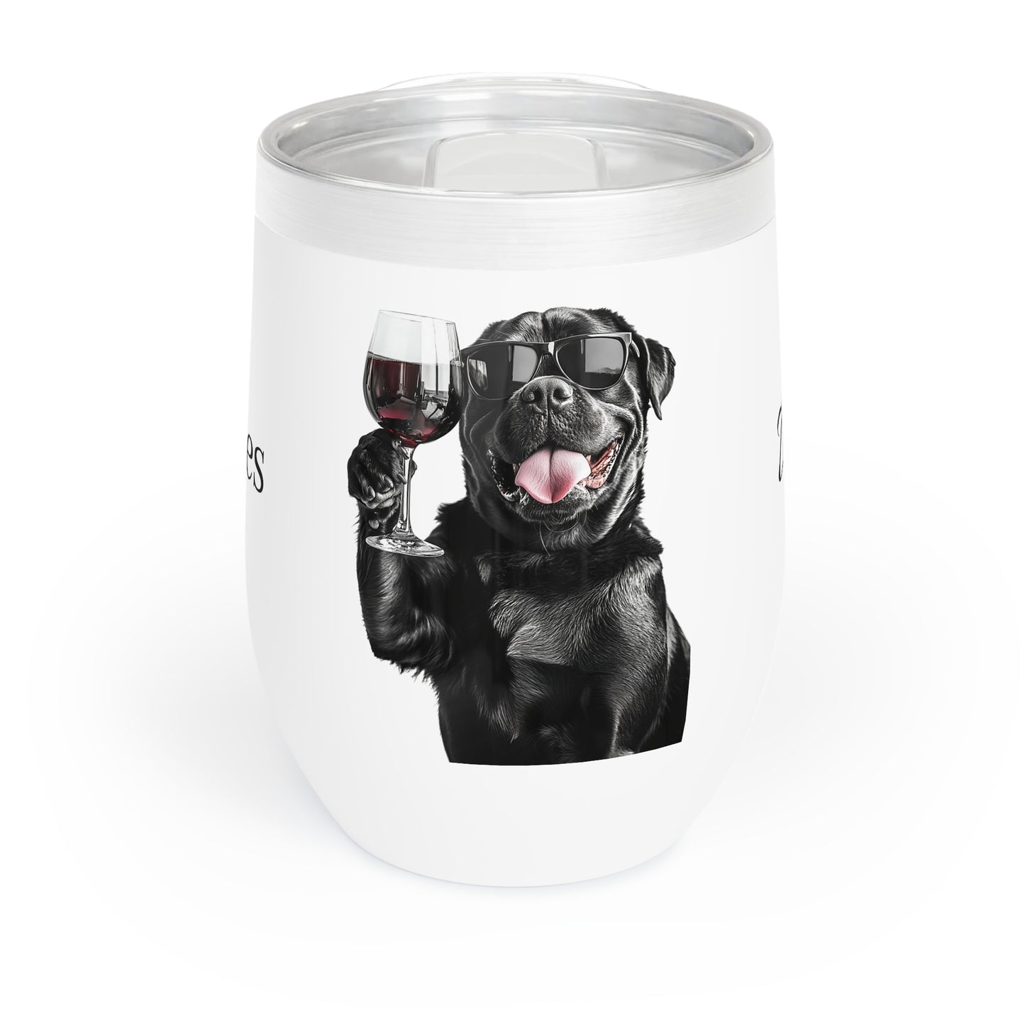Cute Funny Rottie Rotweiler Chill Wine Tumbler "Rottie Vibes, Wine Tides"