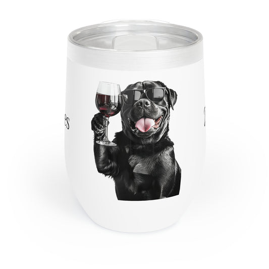 Cute Funny Rottie Rotweiler Chill Wine Tumbler "Rottie Vibes, Wine Tides"