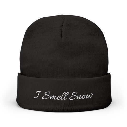 Winter Knitted Beanie with "I Smell Snow" Embroidery | Cozy Outdoor Accessory, Gifts for Gilmore Girl Fan/Lorelei