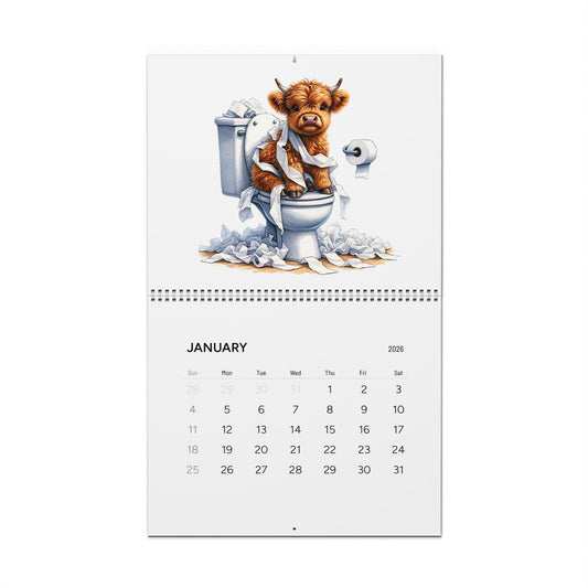 Bathroom Baby Highland Cows Funny Cute Calendar (2026)