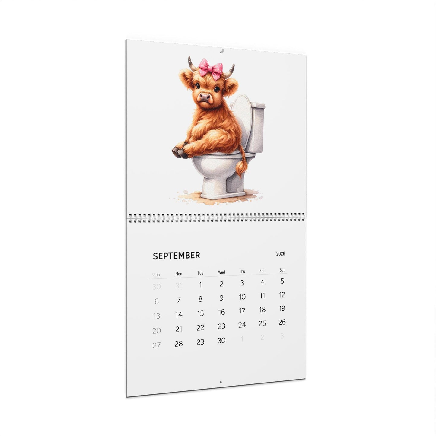 Bathroom Baby Highland Cows Funny Cute Calendar (2026)