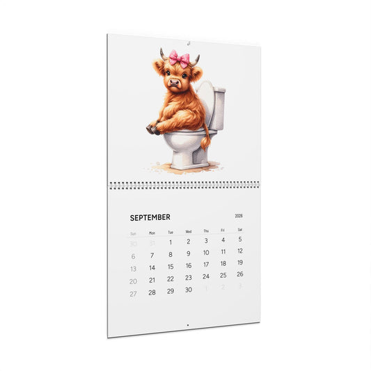 Bathroom Baby Highland Cows Funny Cute Calendar (2026)