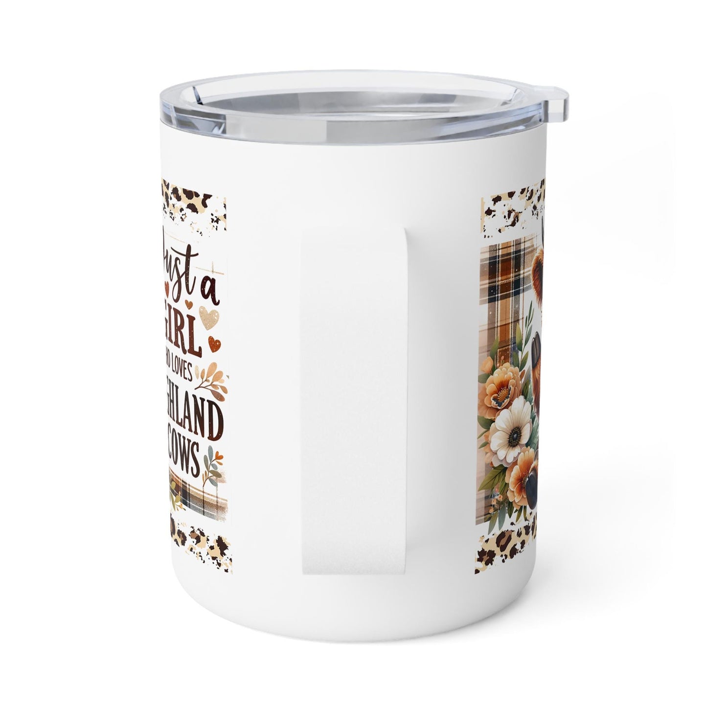 Girl Loves Highland Cows Insulated Coffee Mug, 10oz
