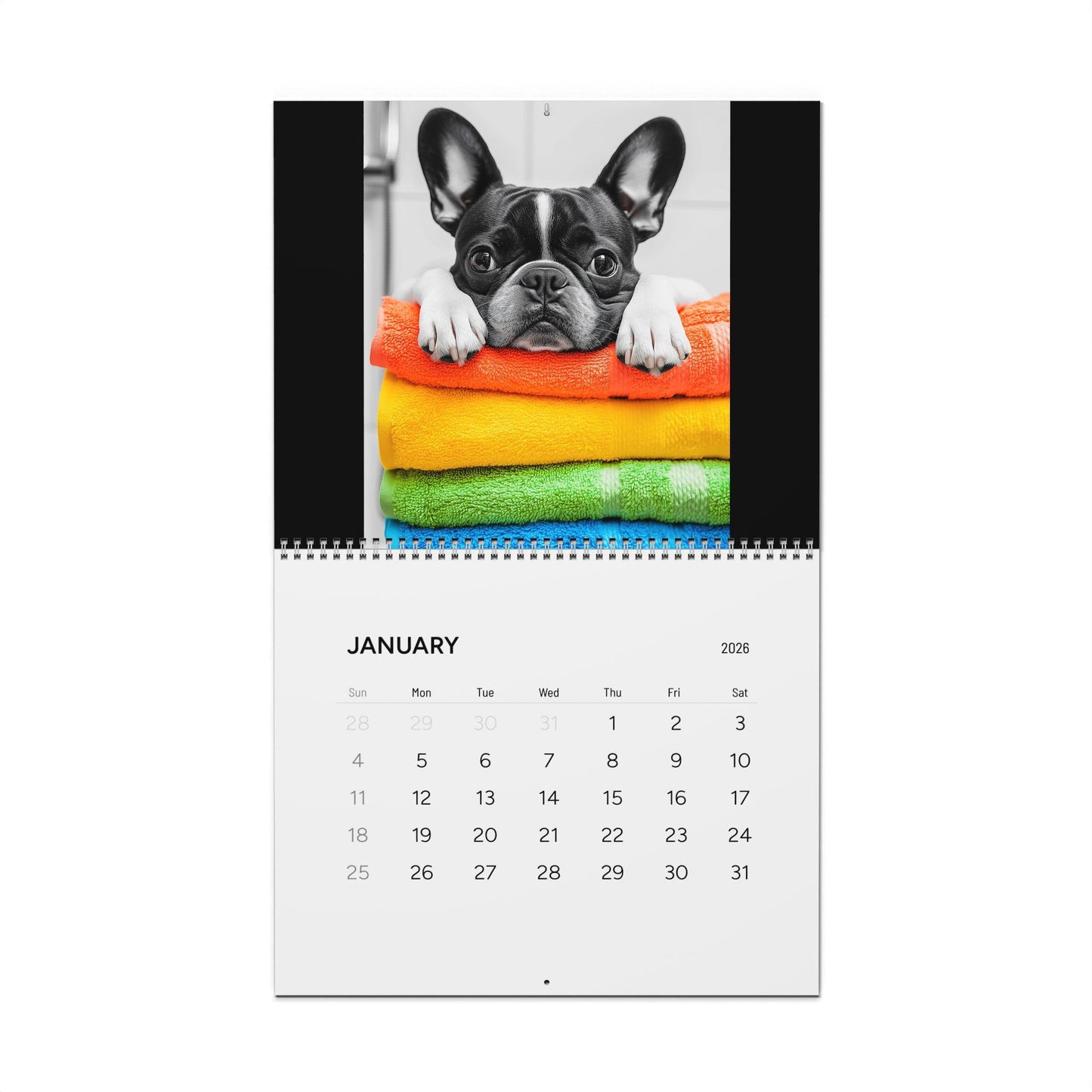 French Bulldog Bathroom Diaries Photo Wall Calendar 2026 | Frenchie Cute Dog Monthly Calendar Merch