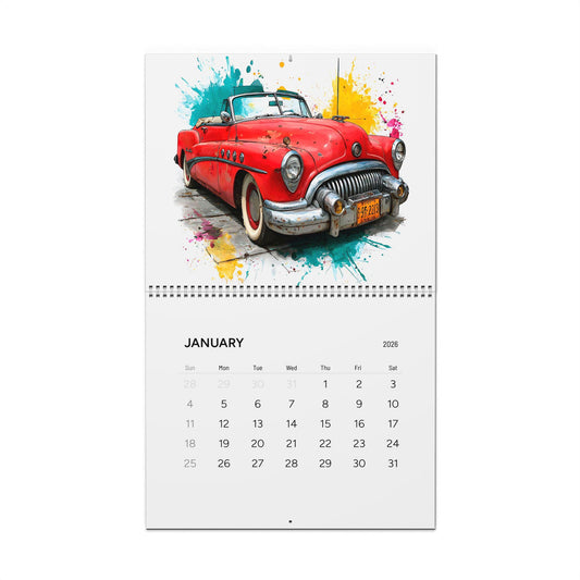 Vintage Classic Cars Wall Calendar 2026 | Retro Automotive Art