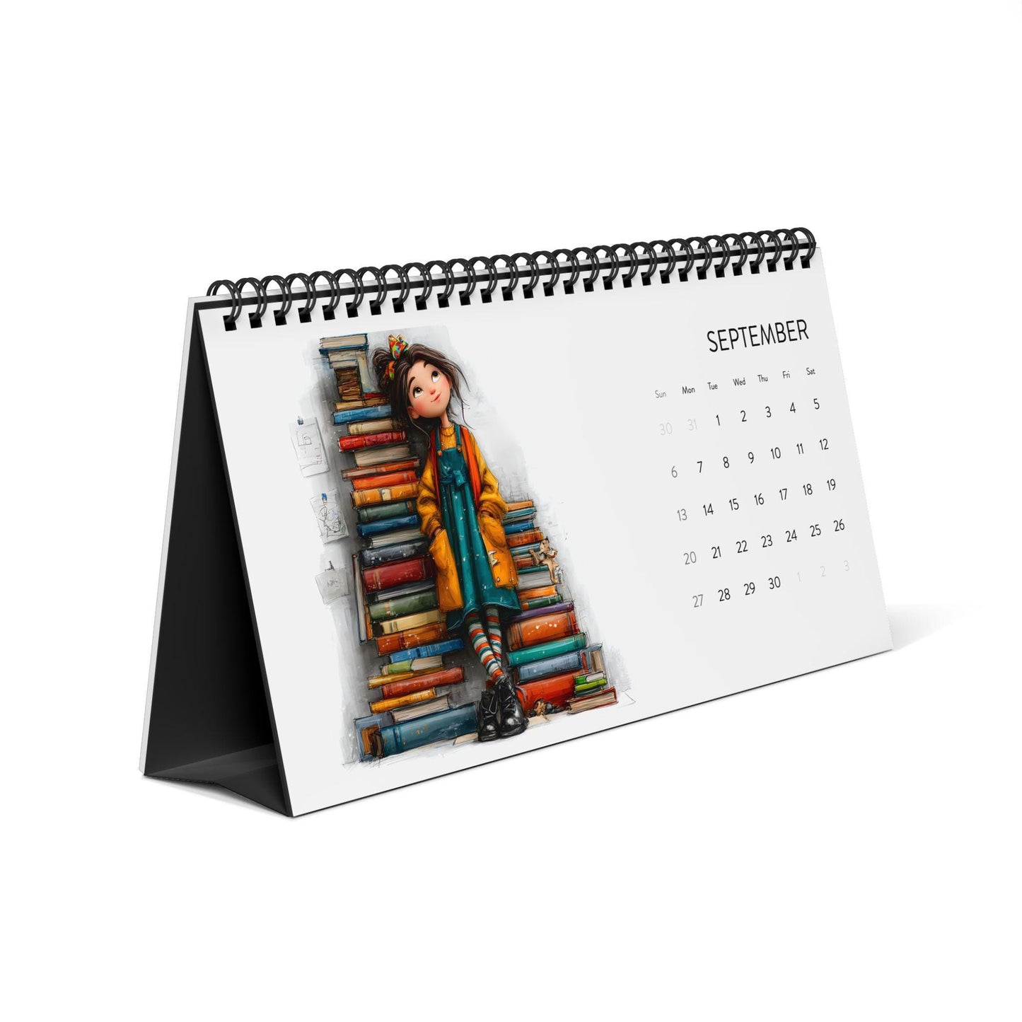 A Bookish Year Desktop Calendar | 2026 grid Girls Love Reading/Books