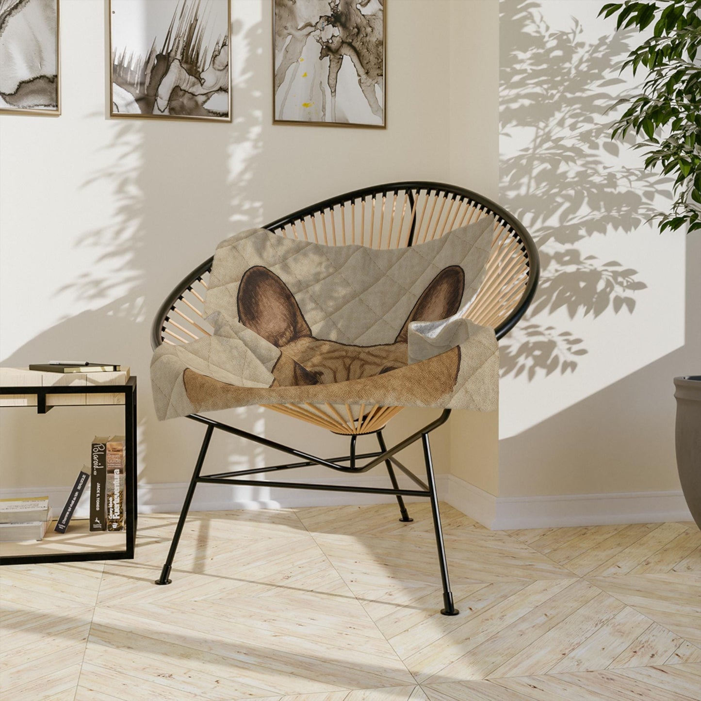 French Bulldog Love Velveteen Blanket | Illustrated Cozy Quilt