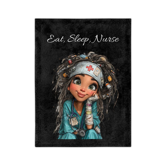 Nurses Eat Sleep Nurse Velveteen Blanket | Illustrated Cozy Plush Throw Love Nursing