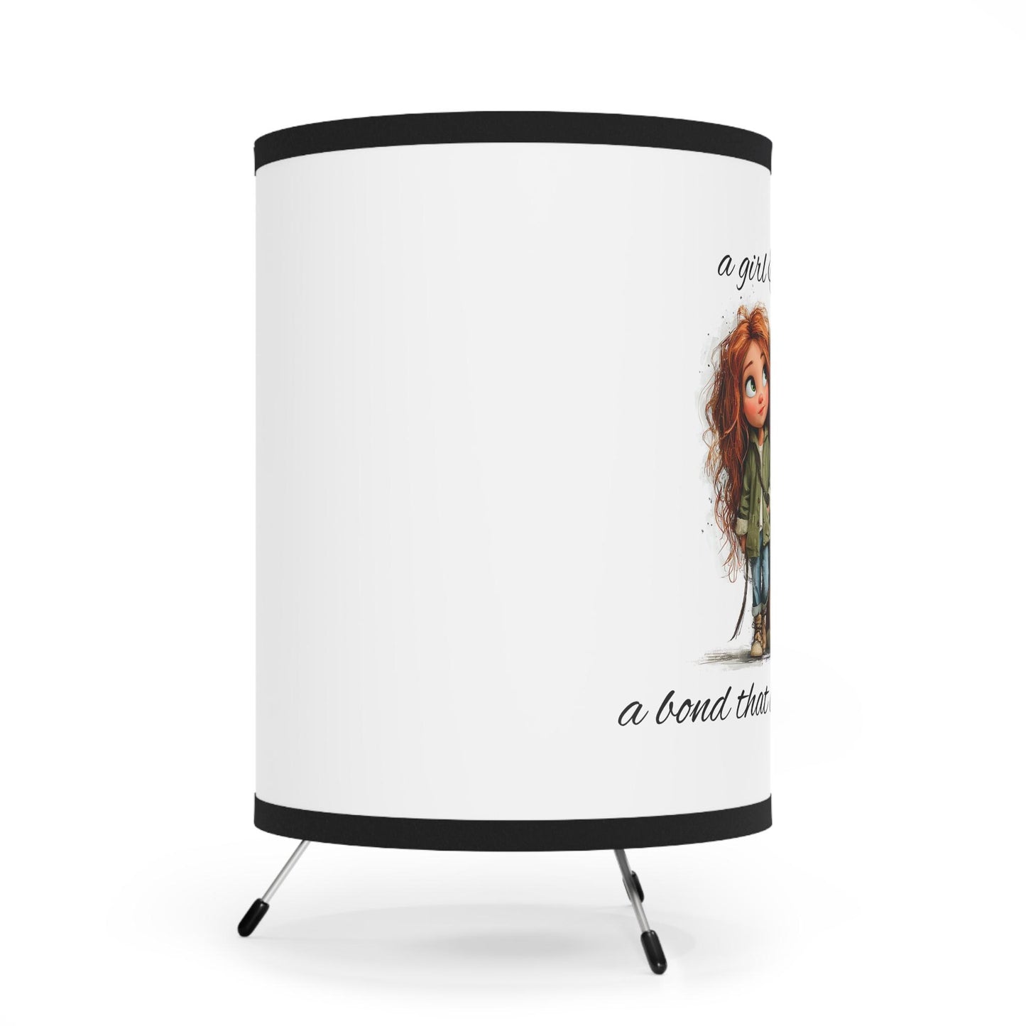 a girl & her dog illustration Tripod Lamp | printed shade, US/CA plug/10 design choices