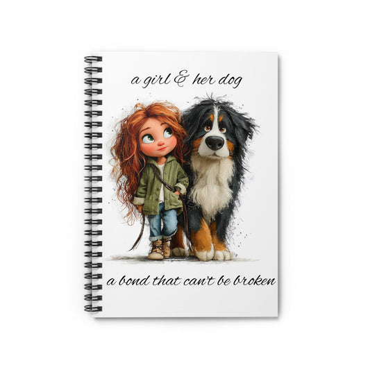 Bernese Mountain Dog Journal | Illustrated Girl and Dog Notebook