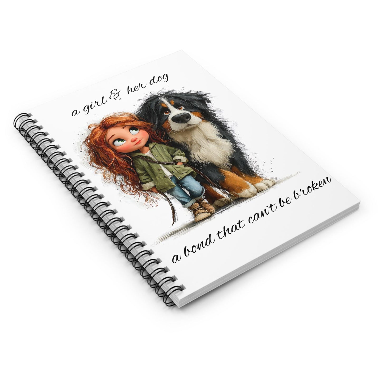 Bernese Mountain Dog Journal | Illustrated Girl and Dog Notebook