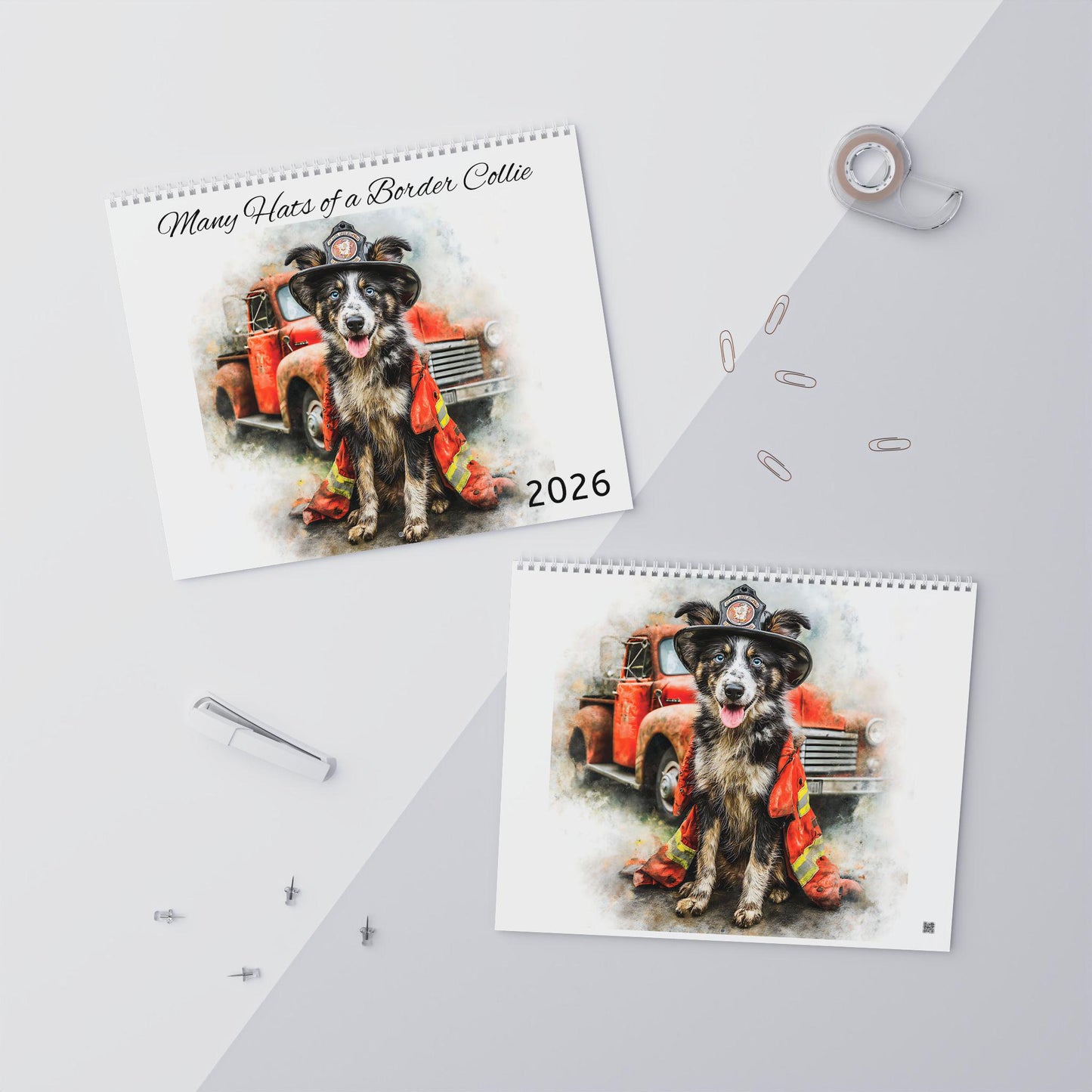 Border Collie Hats 2026 Wall Calendar: Funny Dog Lovers Gift