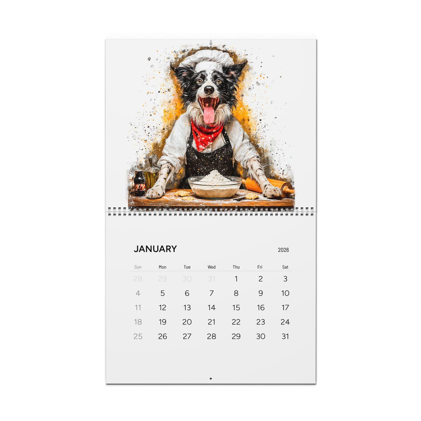 Border Collie Hats 2026 Wall Calendar: Funny Dog Lovers Gift