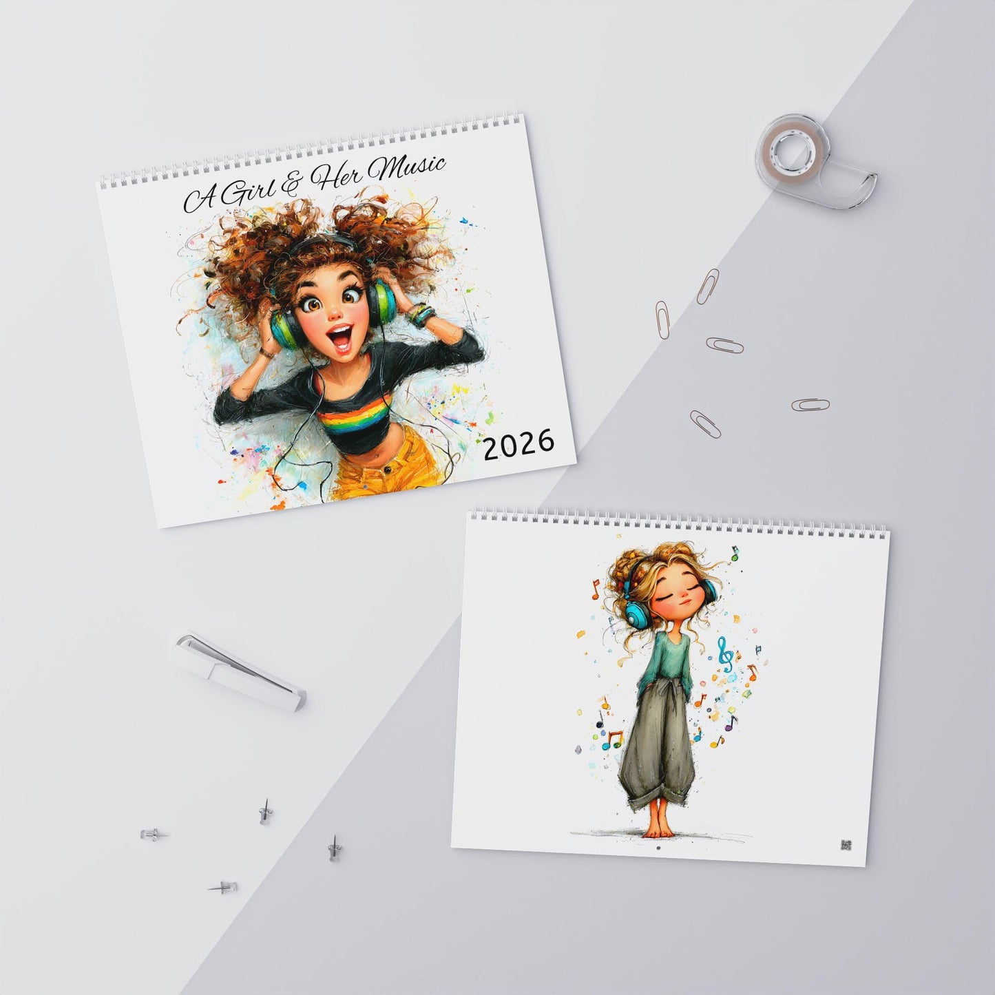 2026 Wall Calendar | Girl with Headphones Art