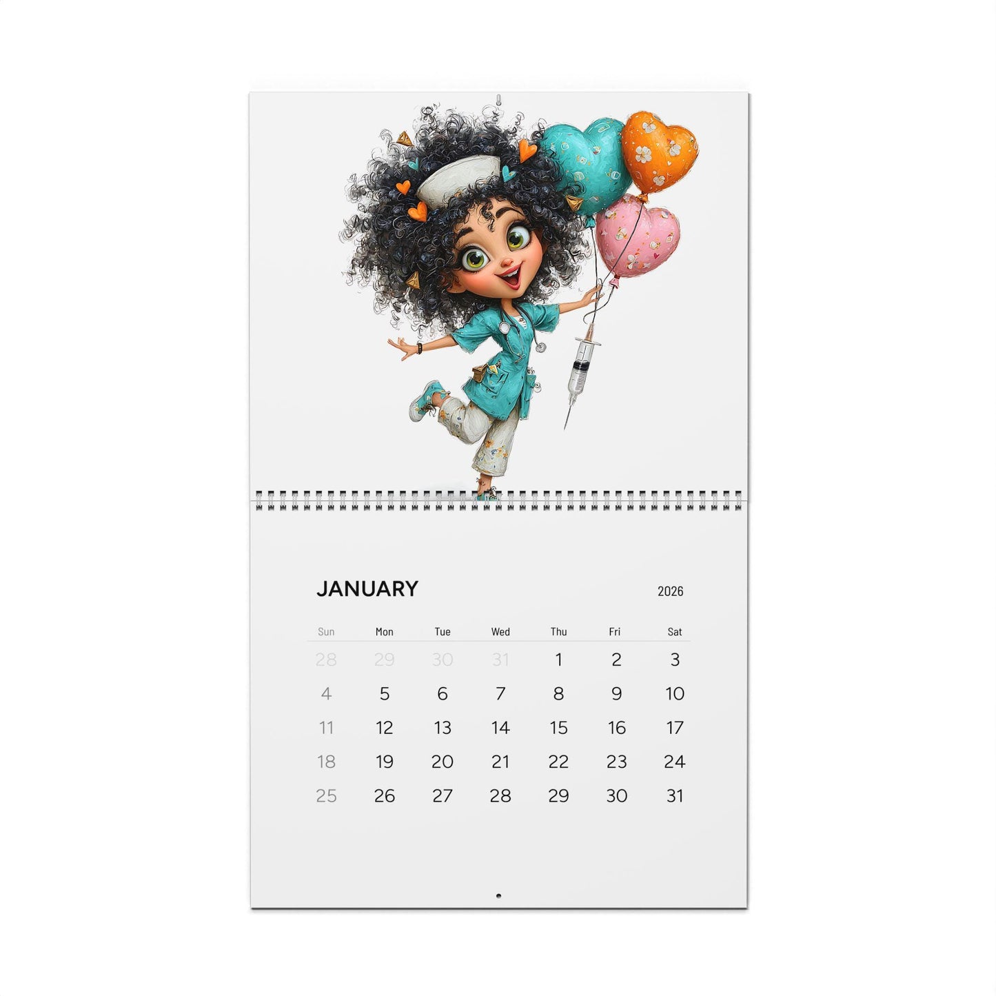 Cartoon Nurse 2026 Wall Calendar | Medical Illustrations