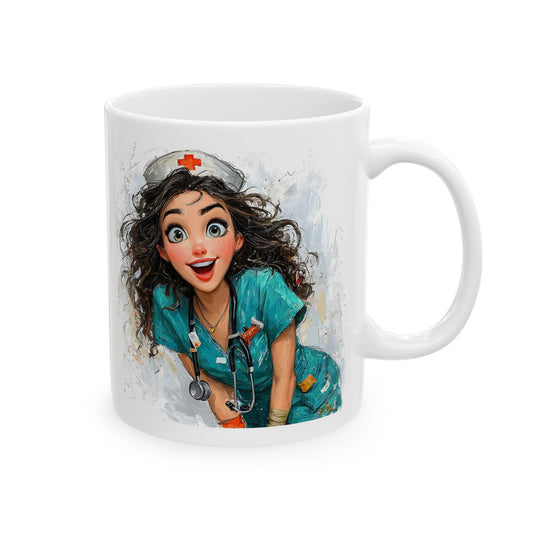 Nurse PERSONALIZED Watercolor Portrait Mug | Ceramic Coffee Cup "Our Nursing Hero" Option/Various Design Choices